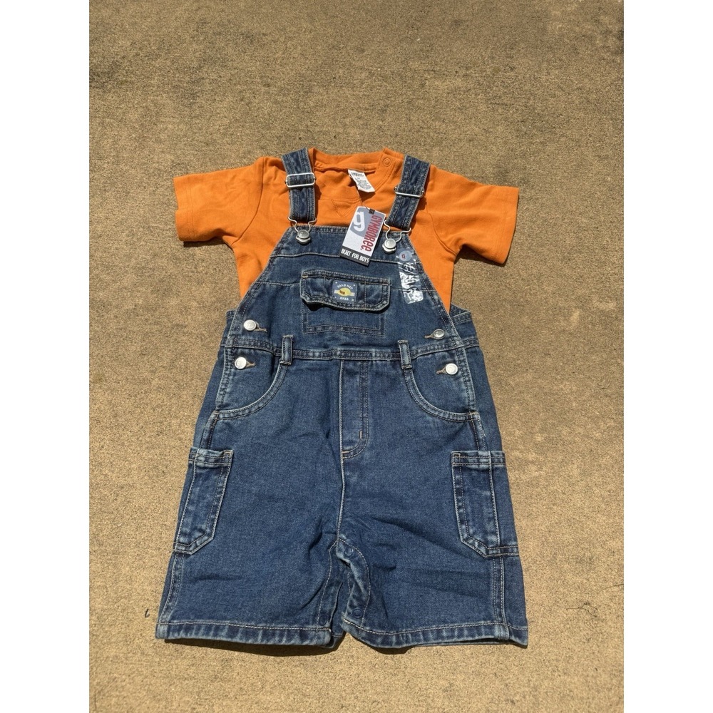 Vintage‎ NEW VTG Gymboree 3T Toddler Denim Overalls Shorts Hard Hat Construction